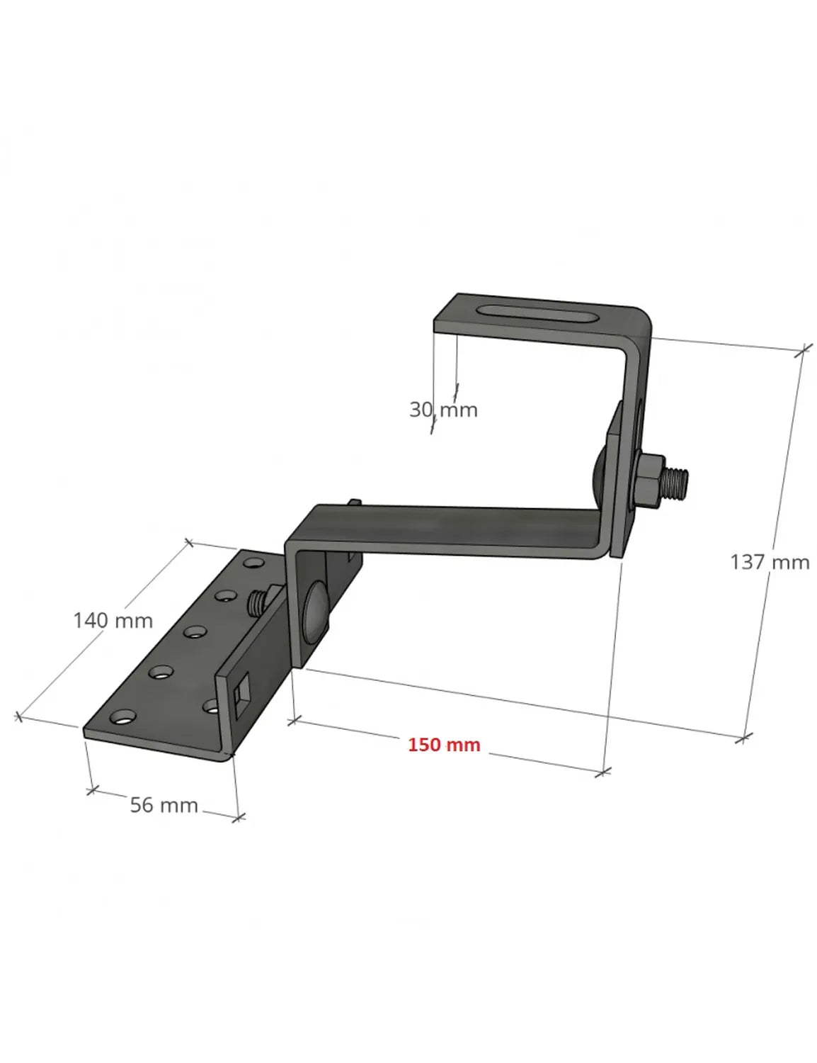 Dachhaken, 3x - verstellbar 150mm H17 für ziegeldach - Edelstahl