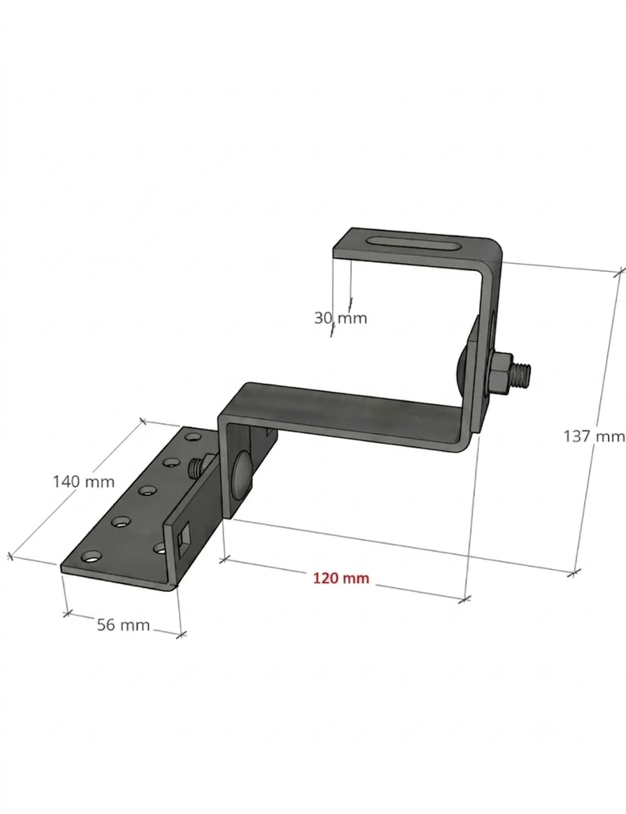 Dachhaken, 3x - verstellbar 120mm H17 für Ziegeldach - Edelstahl (