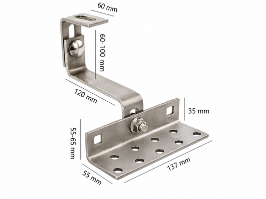 Dachhaken, Edelstahl 3x - verstellbar 120mm H17  für Ziegeldach